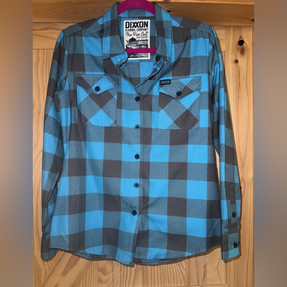 Dixxon “The Pier Ave” Blue and Gray Plaid Women’s Flannel